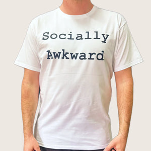 Unisex "Socially Awkward" White T-Shirt – Funny Antisocial Tee for Introverts