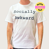 Unisex "Socially Awkward" White T-Shirt – Funny Antisocial Tee for Introverts