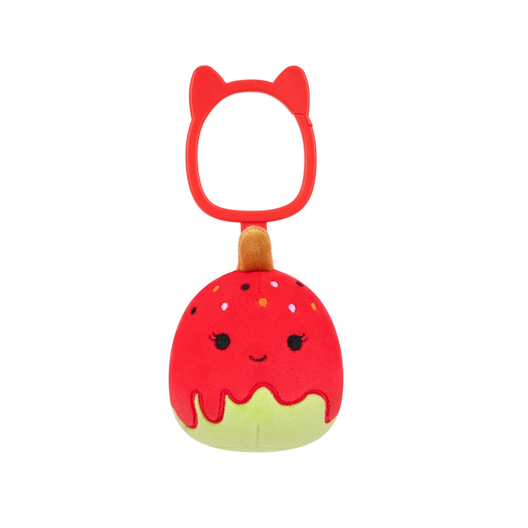 Keir the Candy Apple — Squishmallows 3.5" Halloween clip-on plush keyring, front view, Australia 2025