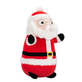 Plush toy resembling Santa Claus on a white background