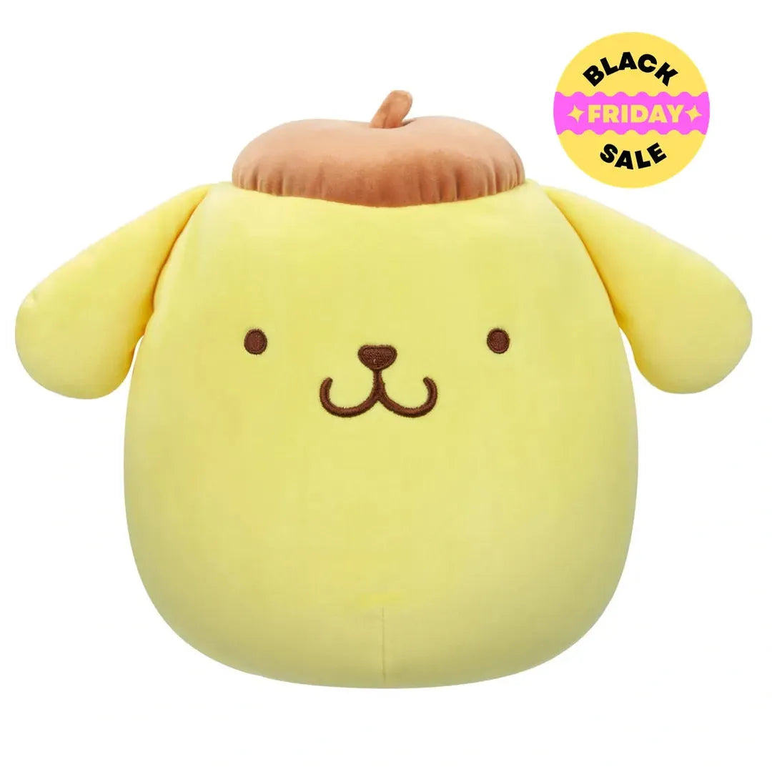 Yellow plush toy with a brown hat on a white background Pom pom purin