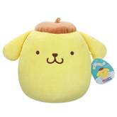 Front view of 8-inch Pompompurin Squishmallows plush with brown beret