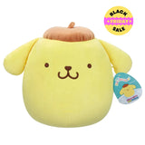 Front view of 8-inch Pompompurin Squishmallows plush with brown beret
