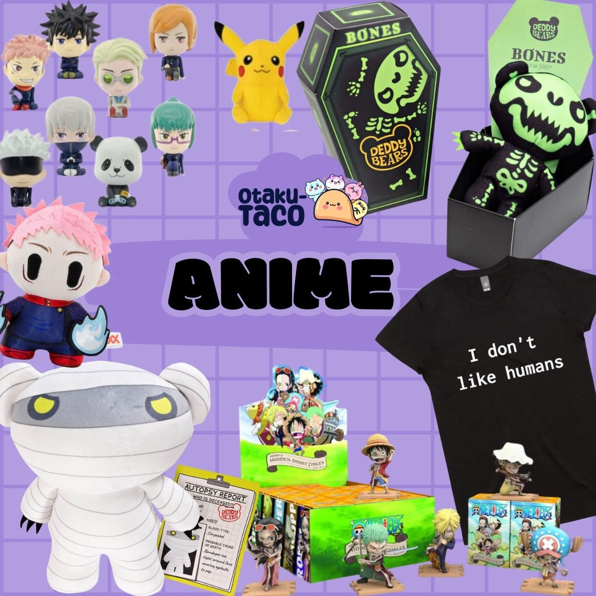 ANIME PRODUCTS Jujutsu kaisen, one piece, pokemon, deddy bears, kreepy kats