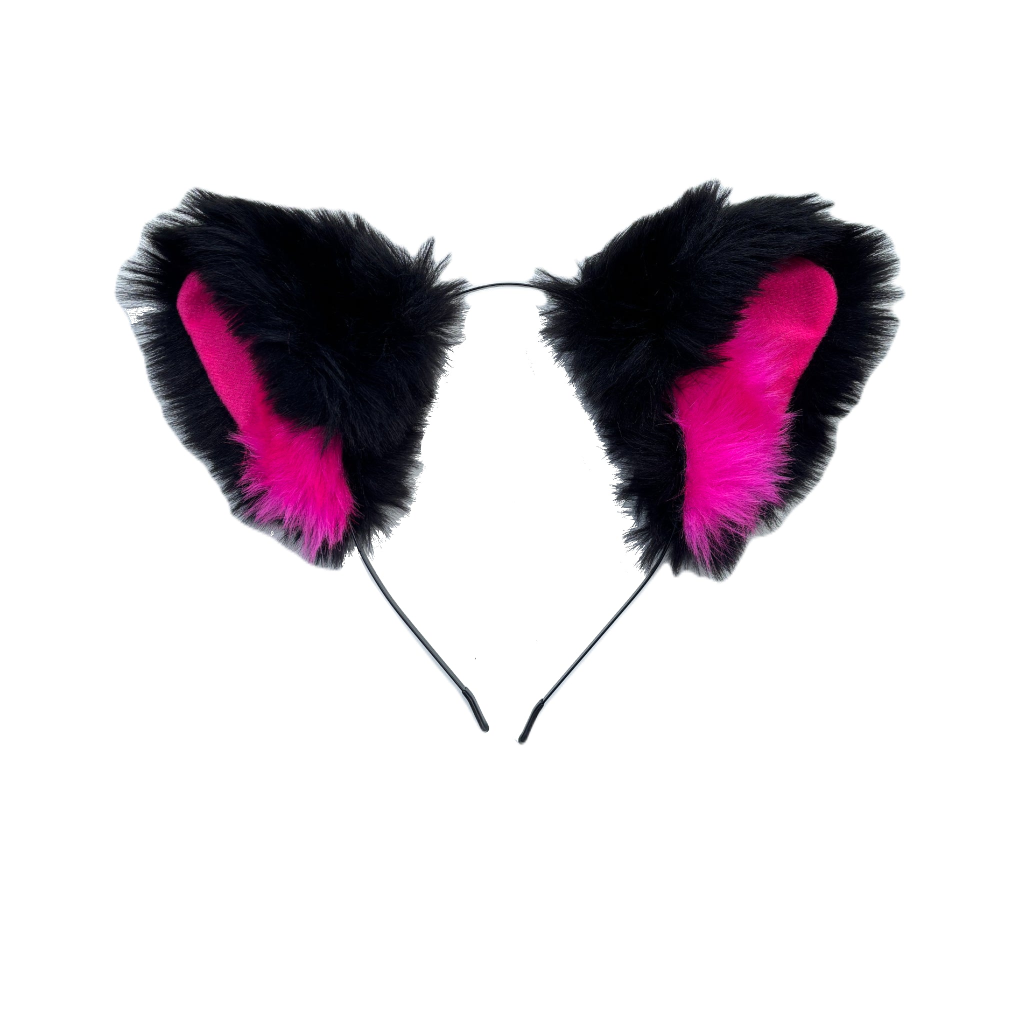 Black and bright pink ears - Cosplay accessories - extra floof