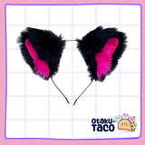 Black and bright pink ears - Cosplay accessories - extra floof