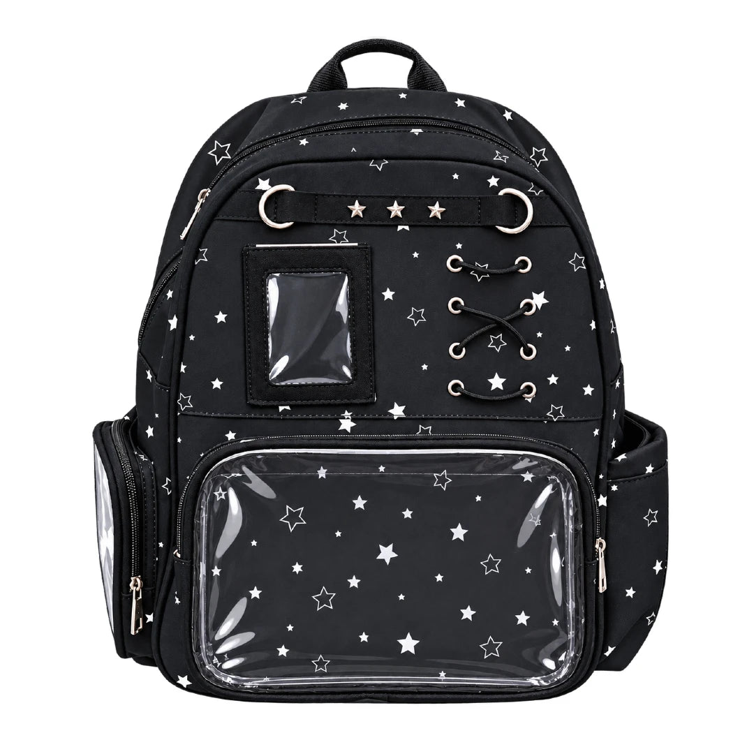 Large Star Print Ita Backpack with Clear Display Window