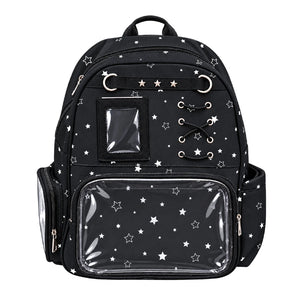 Large Star Print Ita Backpack with Clear Display Window