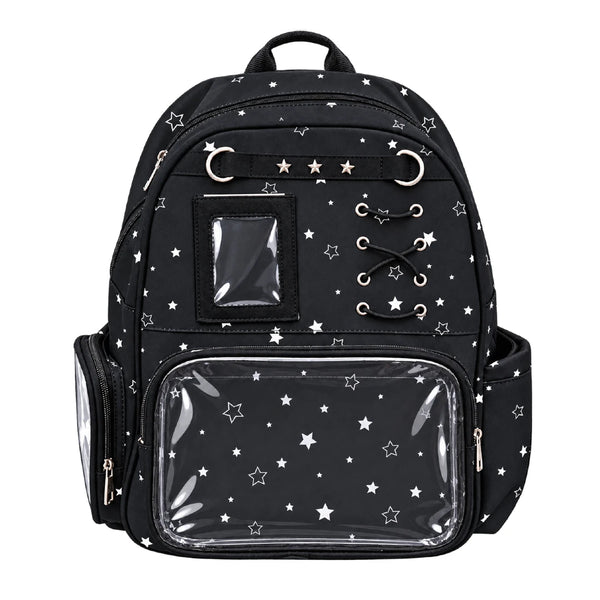 Large Star Print Ita Backpack with Clear Display Window