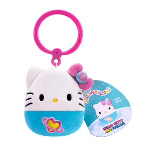 Hello Kitty plush keychain with pink bow on a white background