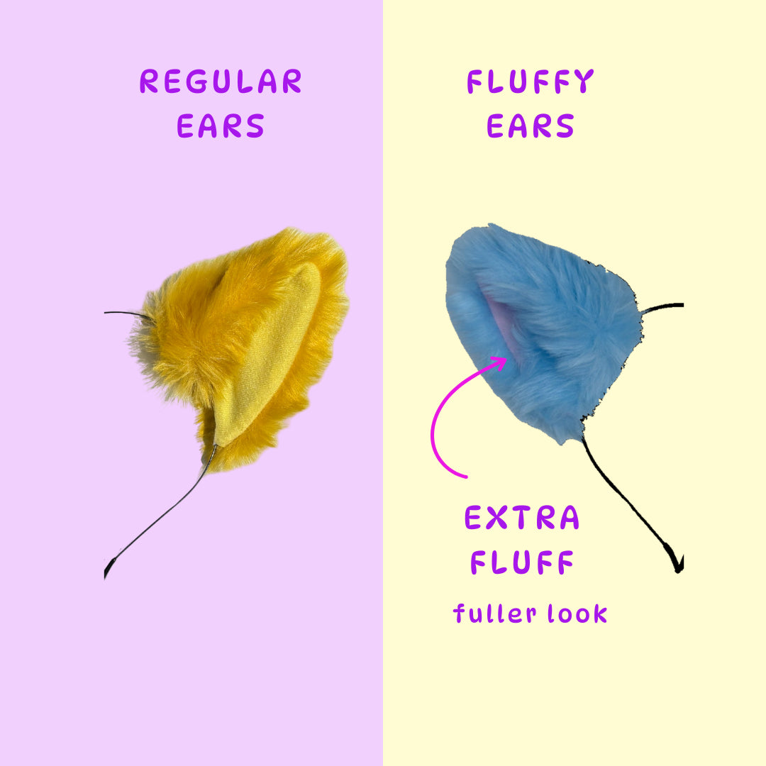 Fluffy light blue cat ears with pink inner detail