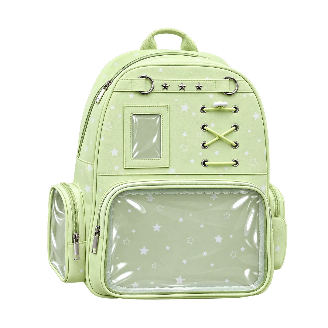 Large Star Print Ita Backpack with Clear Display Window