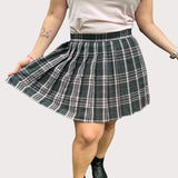 Grey n Pink Pleated skirt - Japanese/ Korean school girl - Cosplay skirt