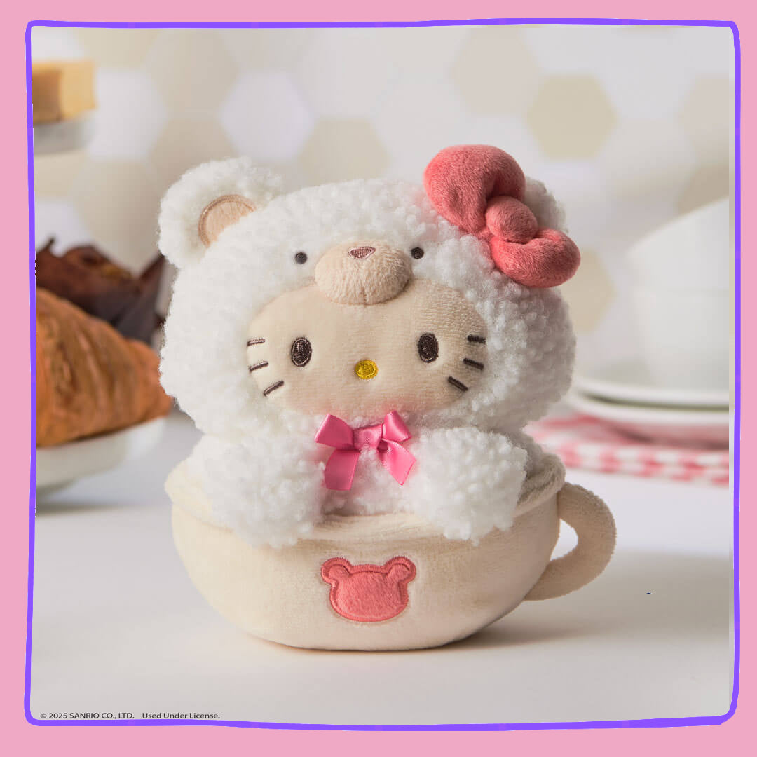 Hello Kitty Latte Bear Plush – 15cm Coffee Cup Toy
