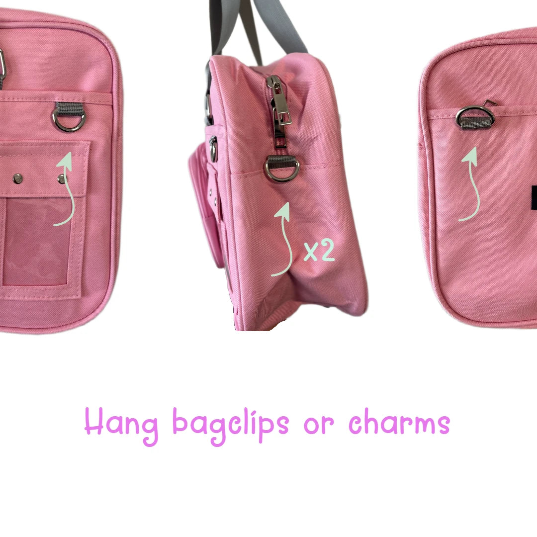 Large Ita-Bag with Clear Front – Show Off Your Fandom! (Pink & Navy)