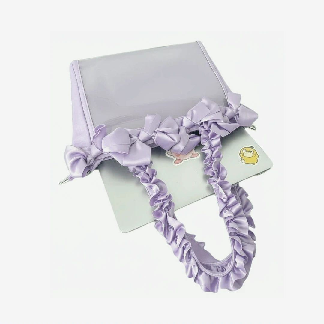 Light Purple Satin Ita Bag – Kawaii Display Tote for Pins & Charms