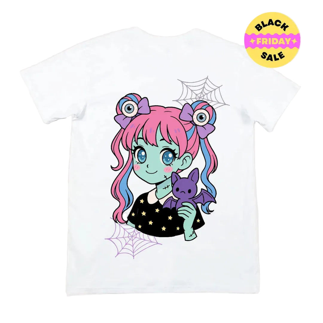 UNISEX T-SHIRT Kawaii Zombie Girl Back-Print Tee