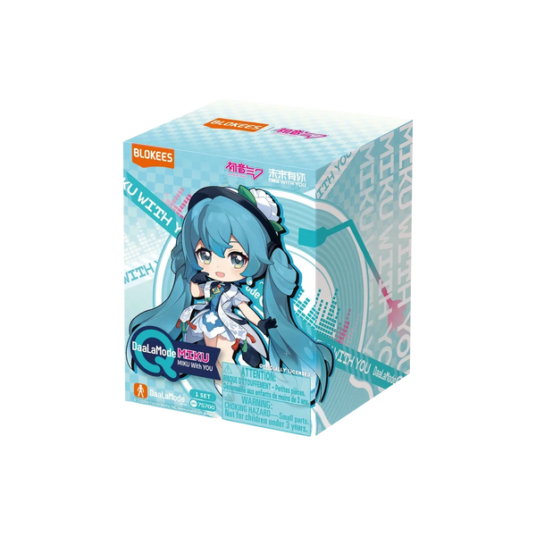 A Blookees Hatsune Miku 'YU with YOU' vinyl record blind box, featuring an illustration of Hatsune Miku with her signature blue twin-tails on a light blue and white graphic background.