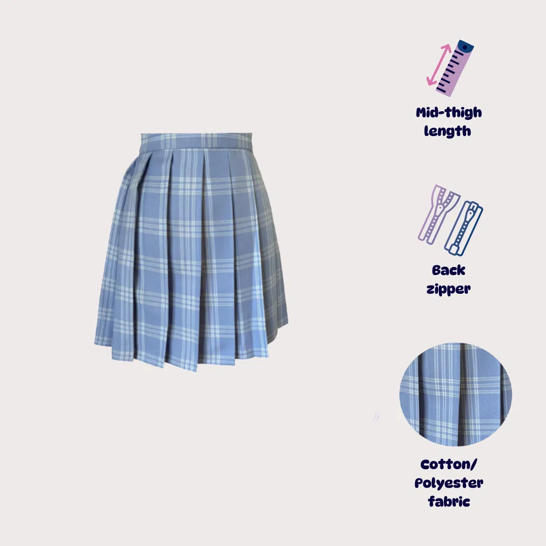 Light Blue Pleated skirt - school girl - Cosplay skirt