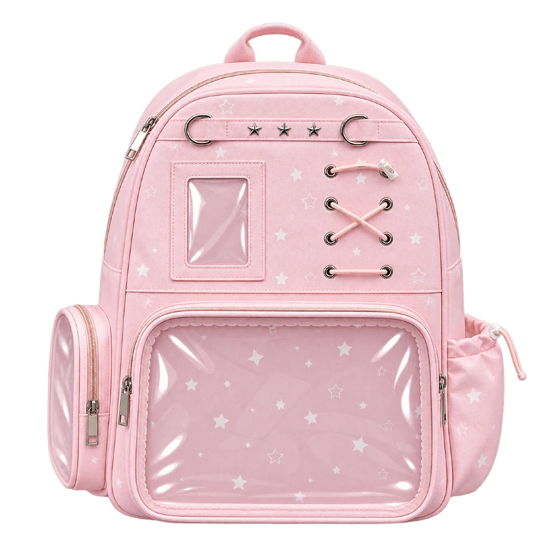 Large Star Print Ita Backpack with Clear Display Window