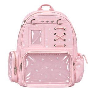 Large Star Print Ita Backpack with Clear Display Window