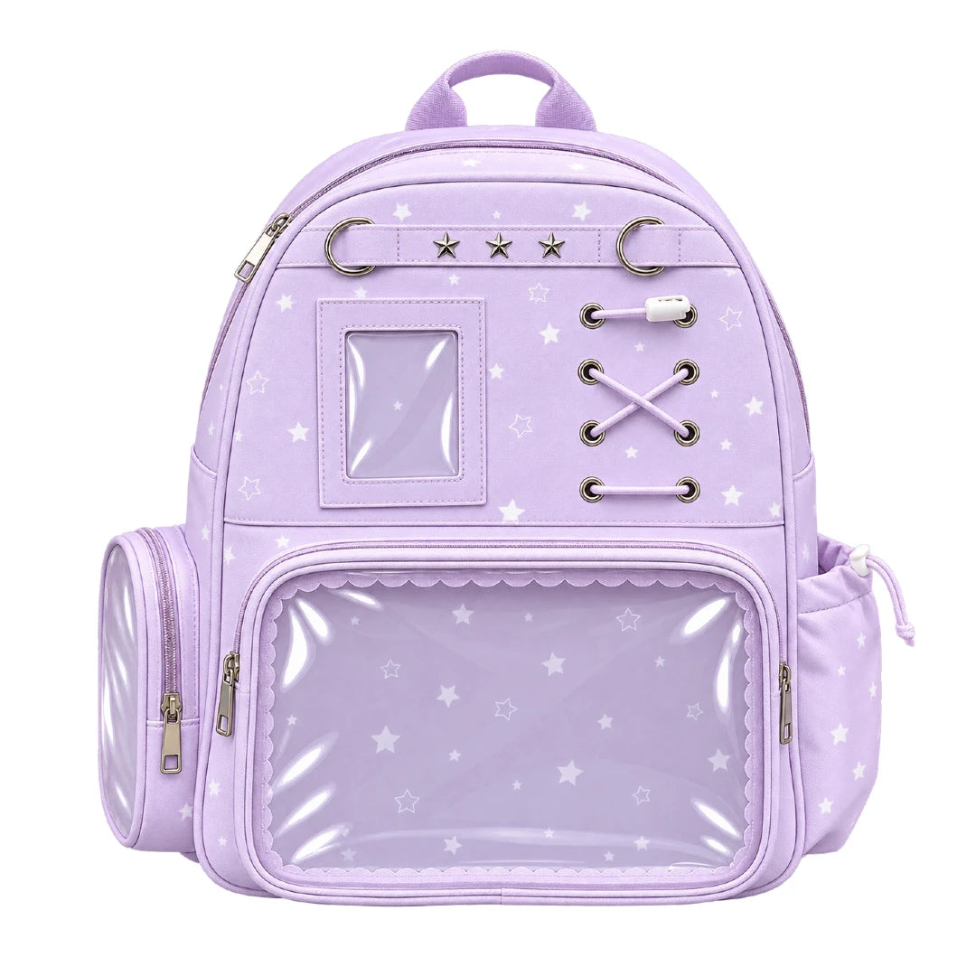 Large Star Print Ita Backpack with Clear Display Window