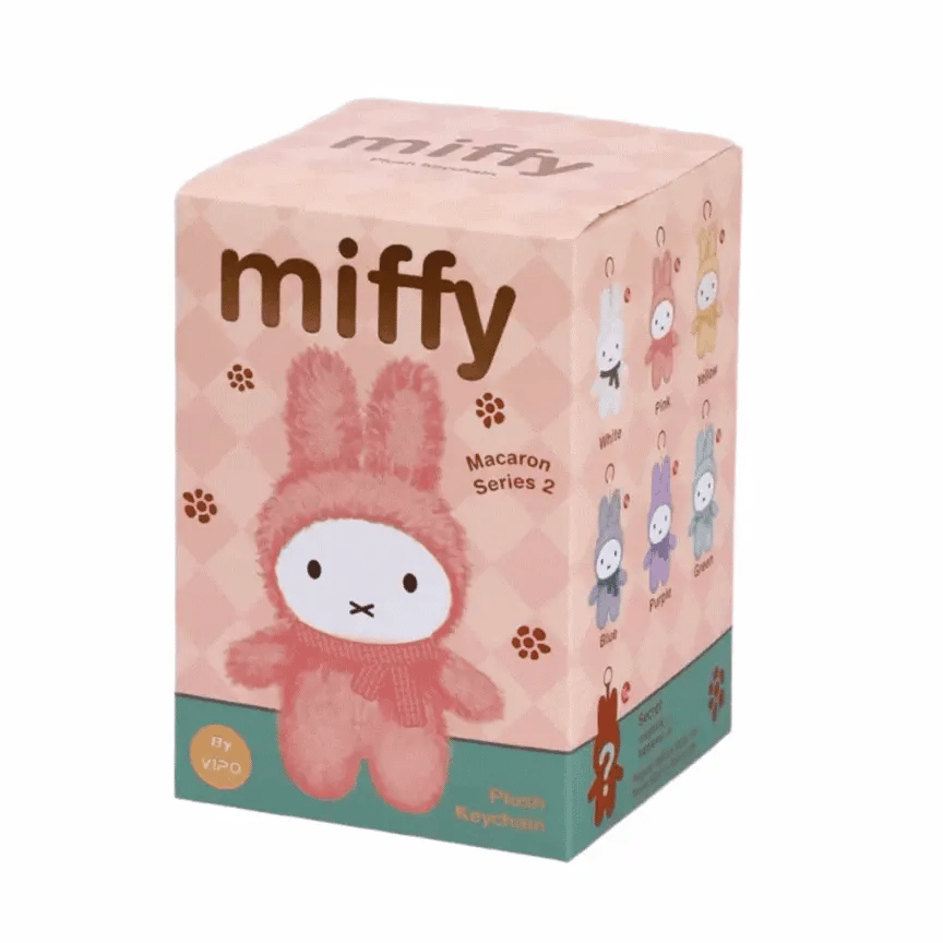 Miffy blind box packaging with pink design and bunny illustration