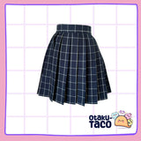 Navy and white Pleated skirt - Japanese/ Korean school girl - Cosplay skirt