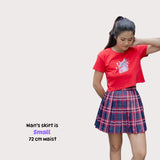 Navy n Red Tartan pleated skirt