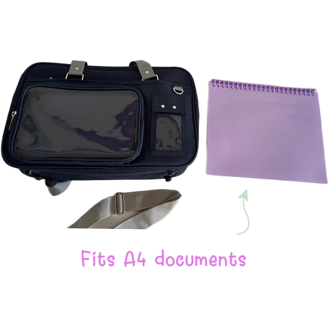 Large Ita-Bag with Clear Front – Show Off Your Fandom! (Pink & Navy)