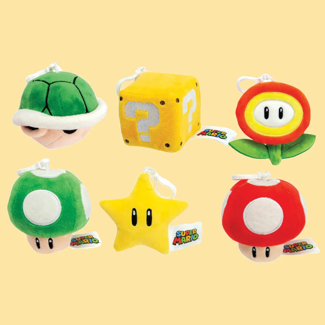 Set of Super Mario plush toys bag clips or keychains