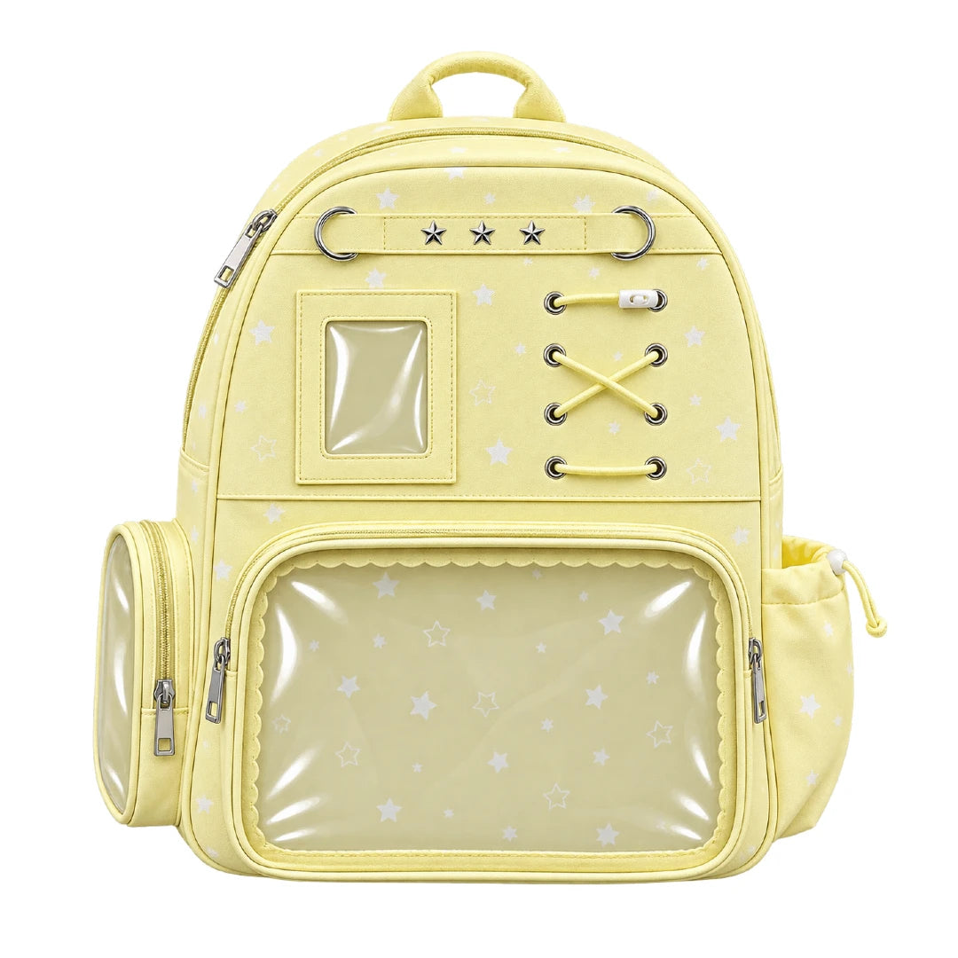 Large Star Print Ita Backpack with Clear Display Window