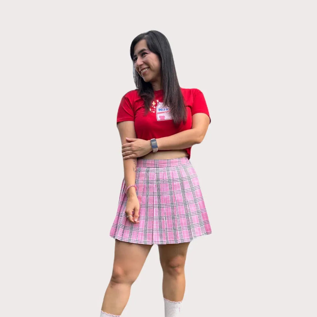 Pink Tartan Pleated Skirt – Schoolgirl Style – Otaku-Taco