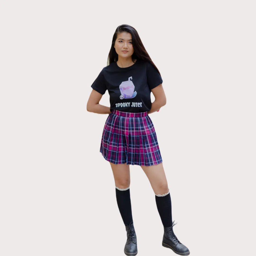 Purple & Navy Pleated Skirt – Japanese Schoolgirl Style