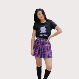 Purple & Navy Pleated Skirt – Japanese Schoolgirl Style