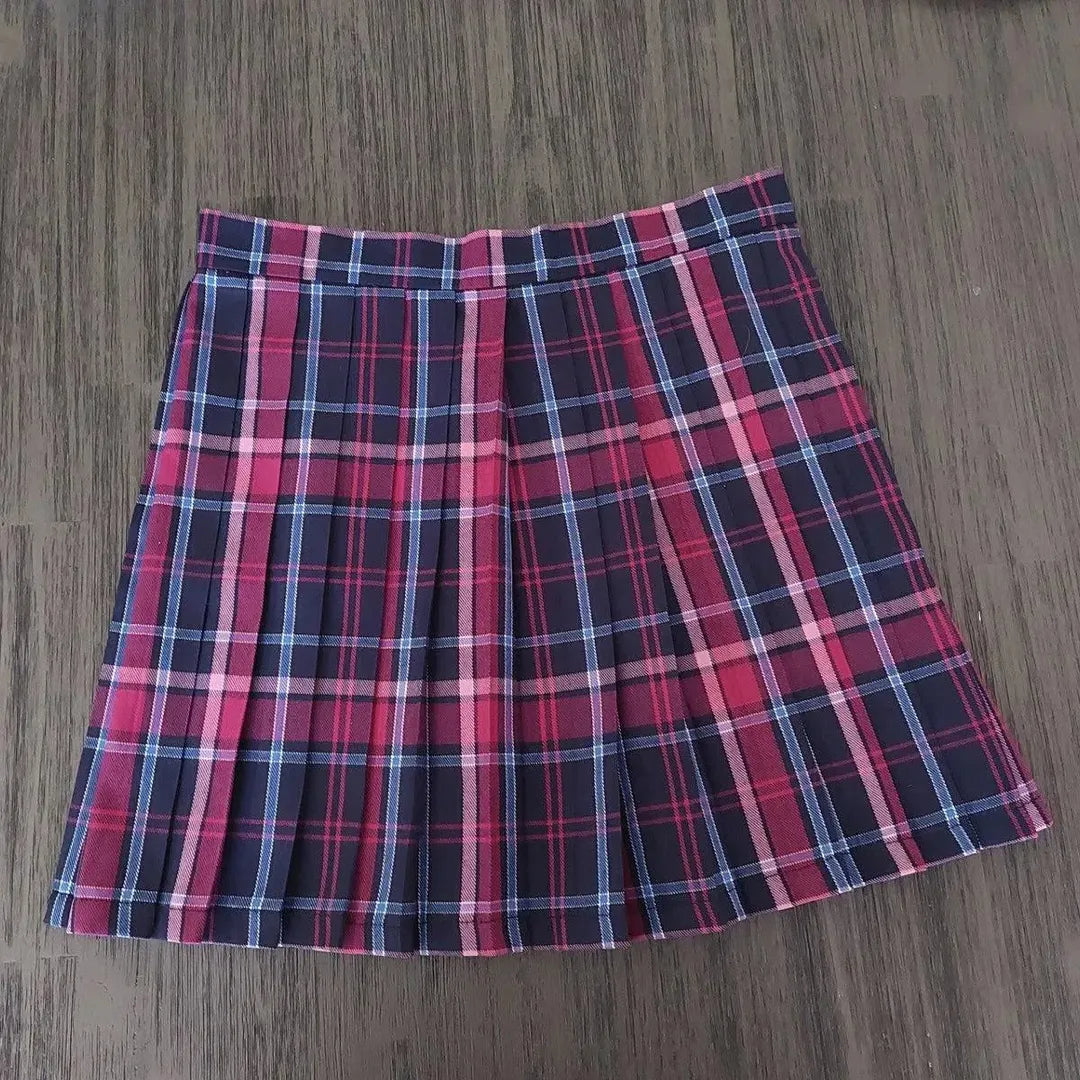 Purple & Navy Pleated Skirt – Japanese Schoolgirl Style