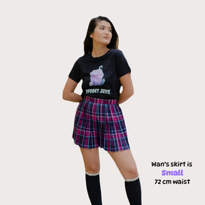 Purple & Navy Pleated Skirt – Japanese Schoolgirl Style