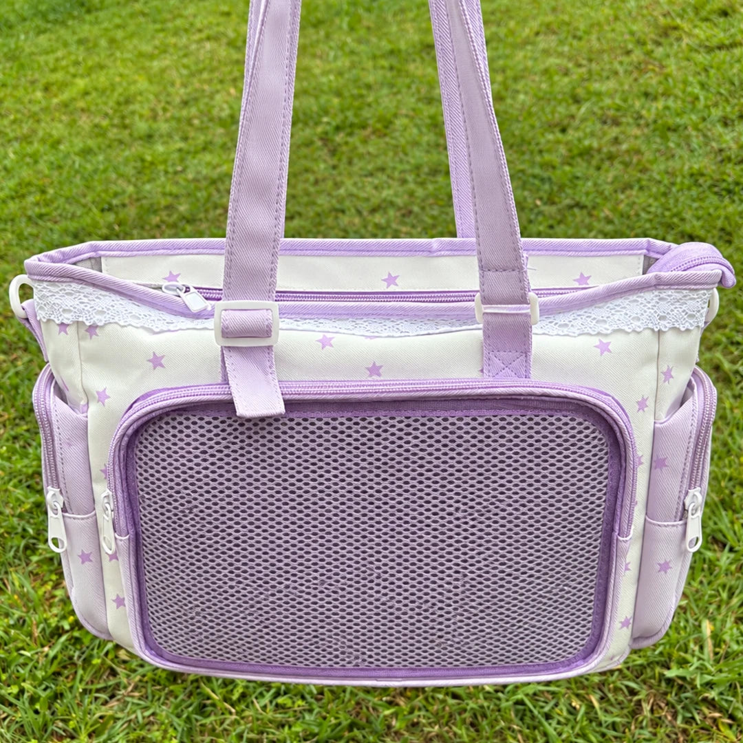 Ita Shoulder and Crossbody Bag with Insert Board Star Pattern Fabric
