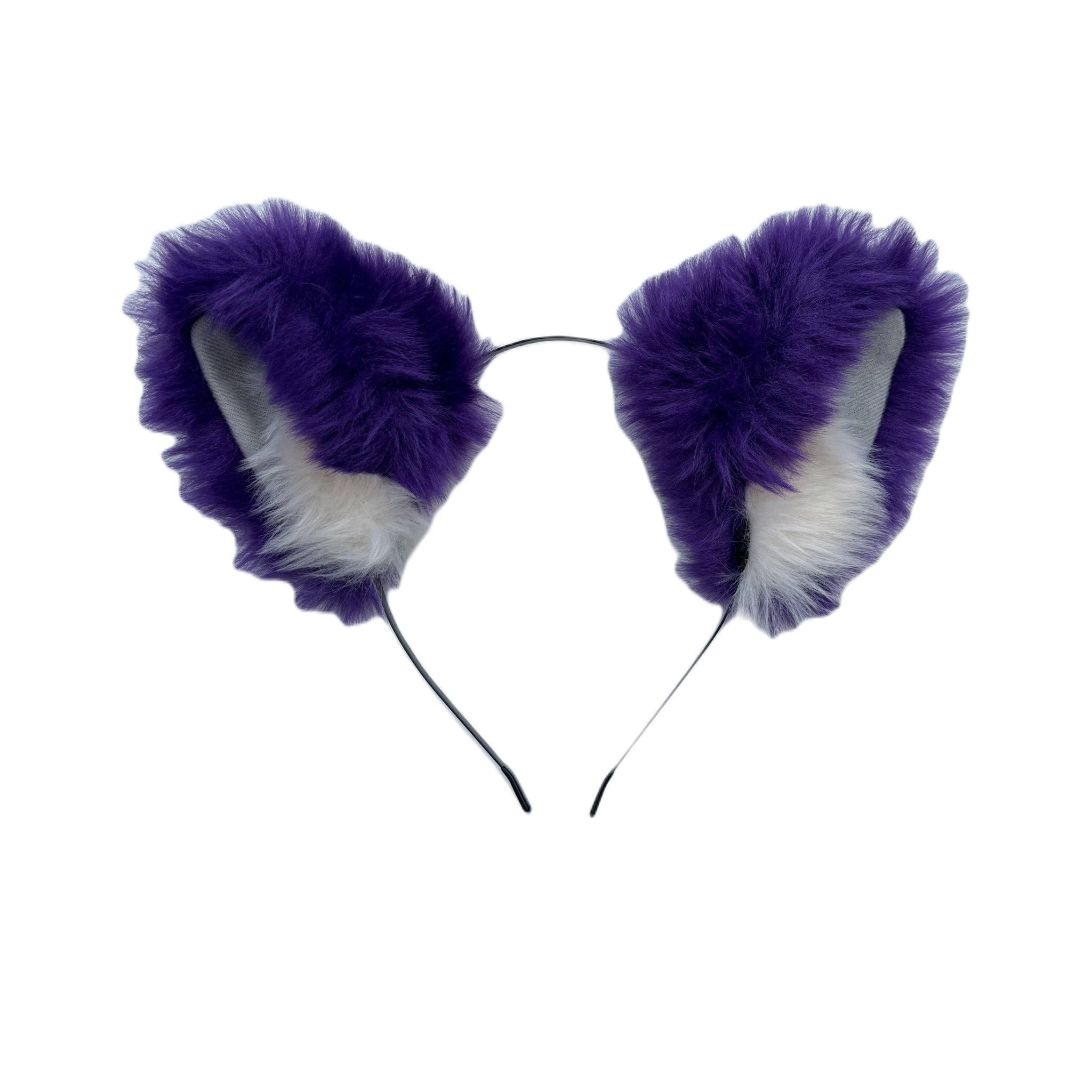 Fluffy Purple & White Cat Ears Headband – Cosplay Accessory - Extra floof