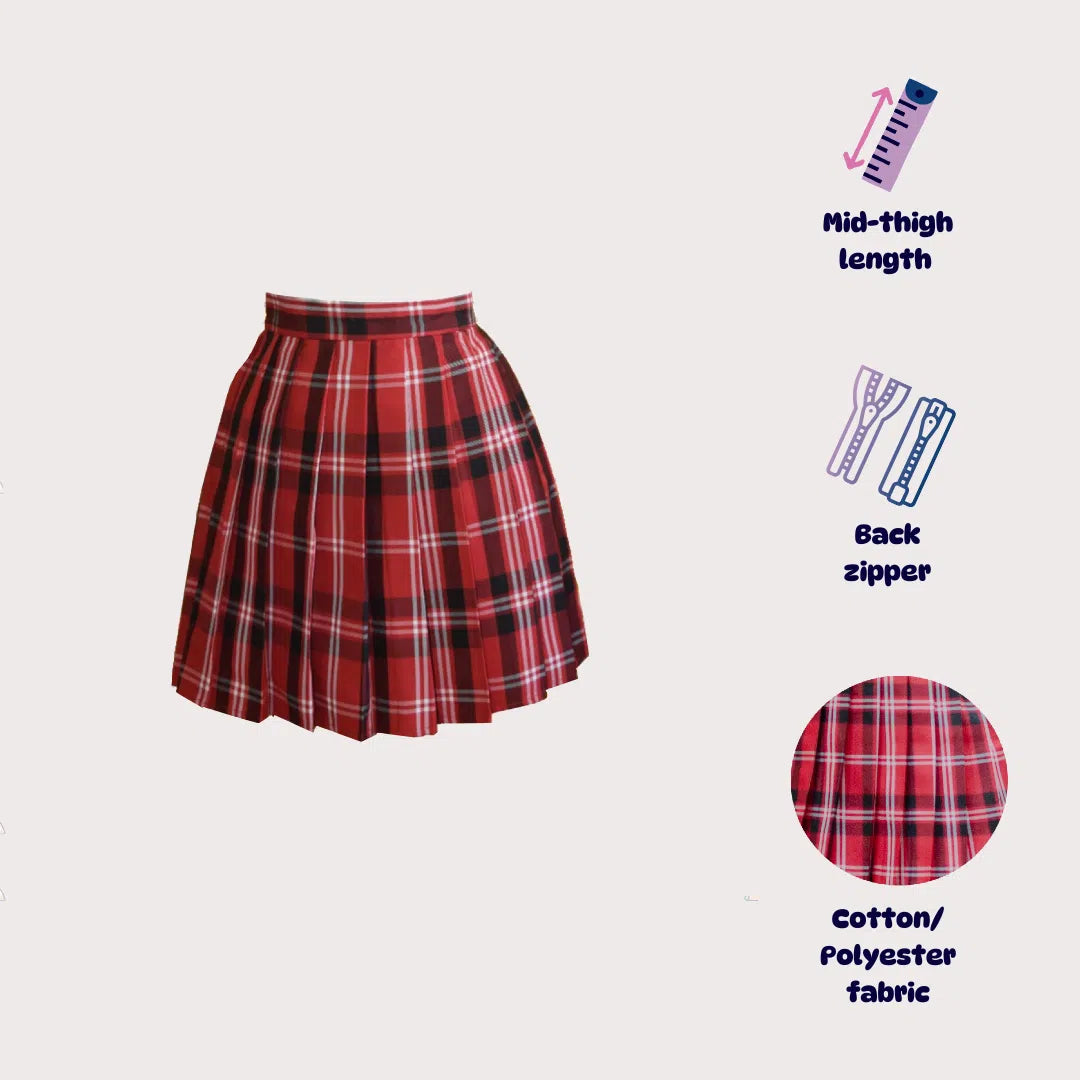 Red Tartan Pleated skirt - Japanese/ Korean school girl