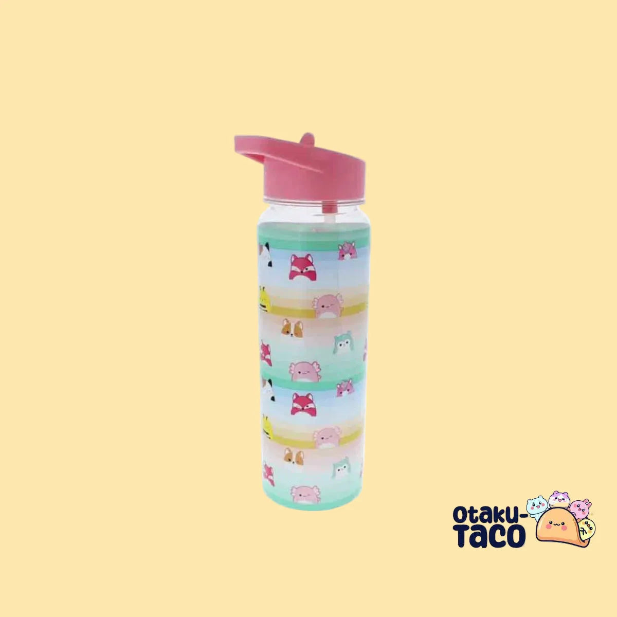 Colorful Squishmallows water bottle with cute animal pattern 