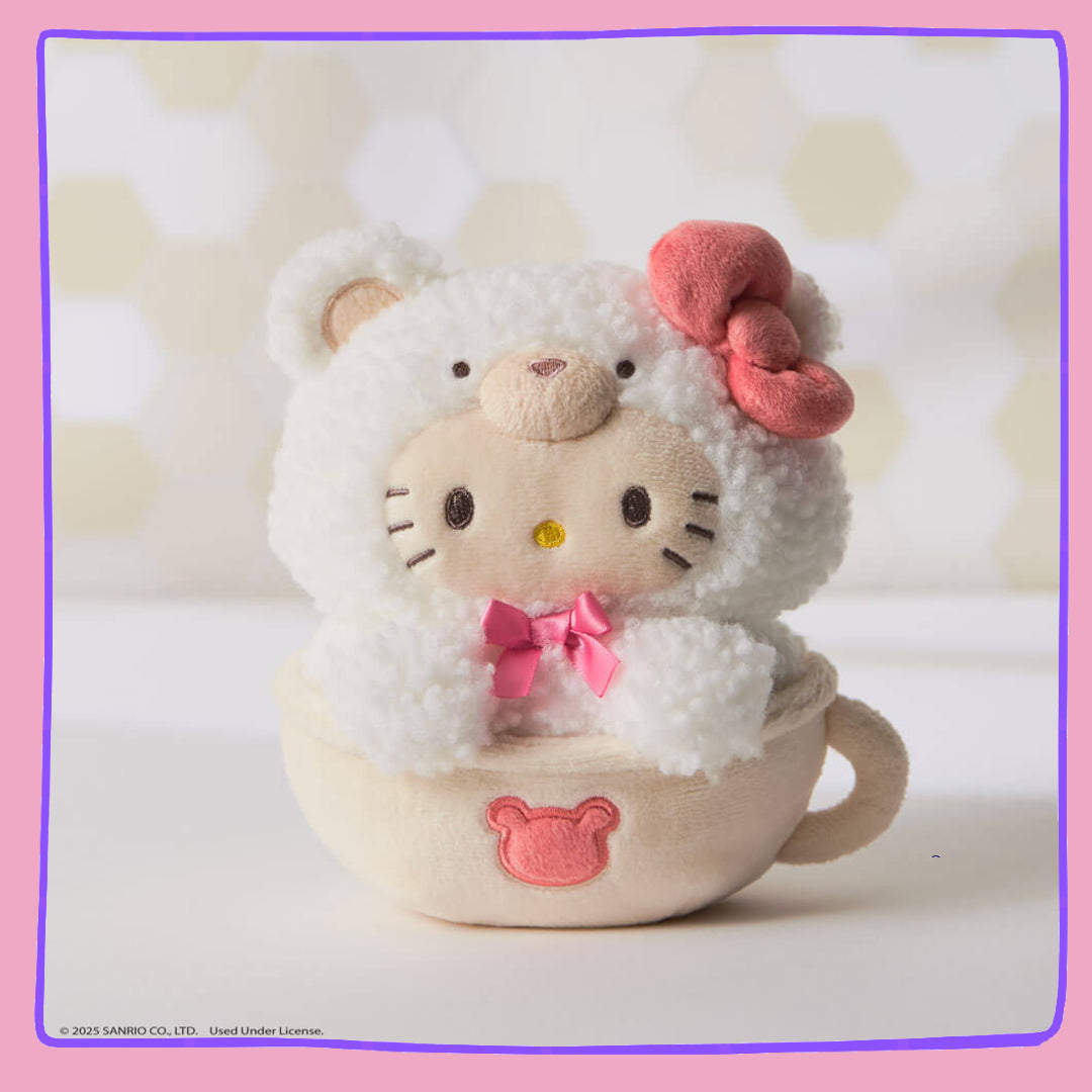 Hello Kitty Latte Bear Plush – 15cm Coffee Cup Toy