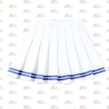 White Pleated Stretchy Skirt Blue Stripes - with shorts