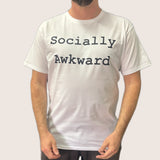 Unisex "Socially Awkward" White T-Shirt – Funny Antisocial Tee for Introverts