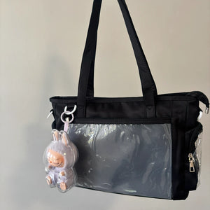Black Ita-Bag with Clear Front & Sides – Display Your Pins & Charms | Aussie Anime Merch