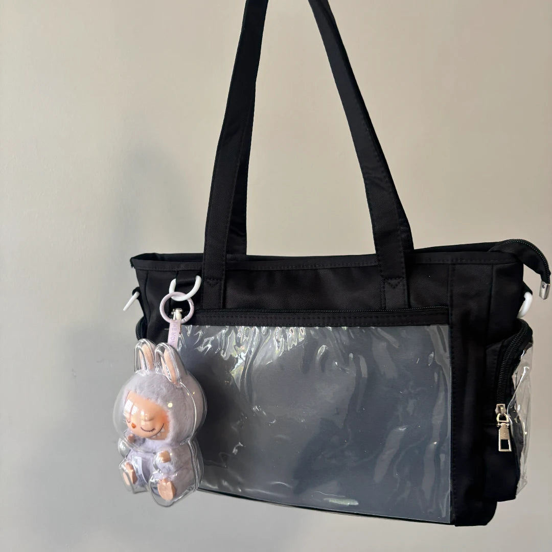 Black Ita-Bag with Clear Front & Sides – Display Your Pins & Charms | Aussie Anime Merch