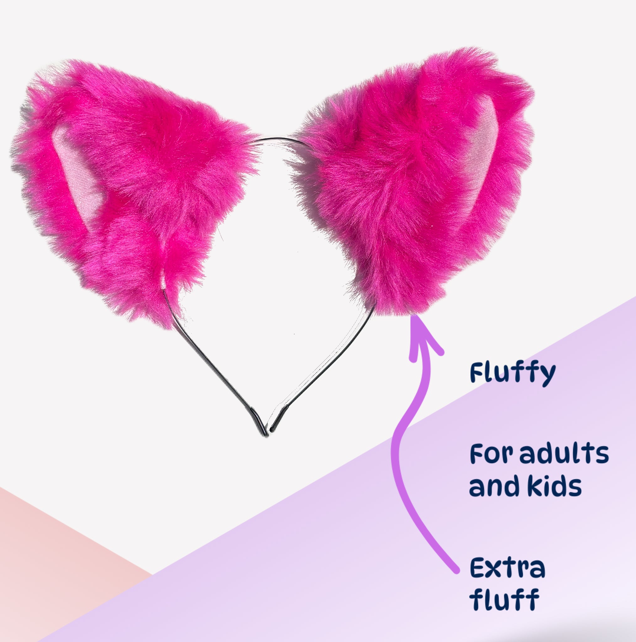 Bright pink ears - Cosplay accessories - extra floof