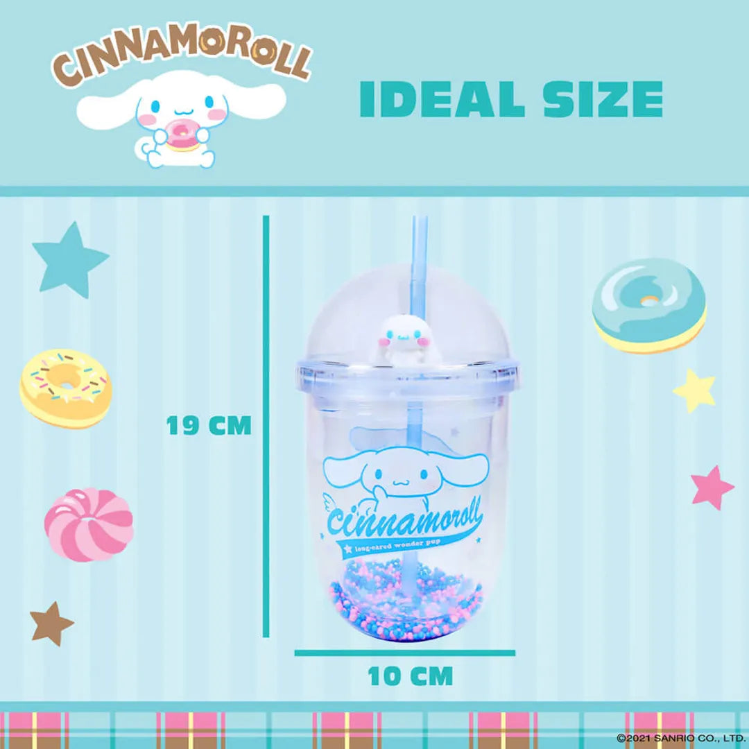 Reusable 350ml Cinnamoroll tumbler with pastel bead wall