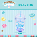 Reusable 350ml Cinnamoroll tumbler with pastel bead wall