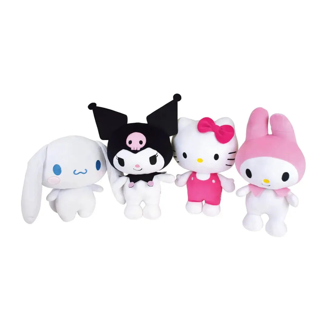 Sanrio plush range including Cinnamoroll, Kuromi, Hello Kitty and My Melody
